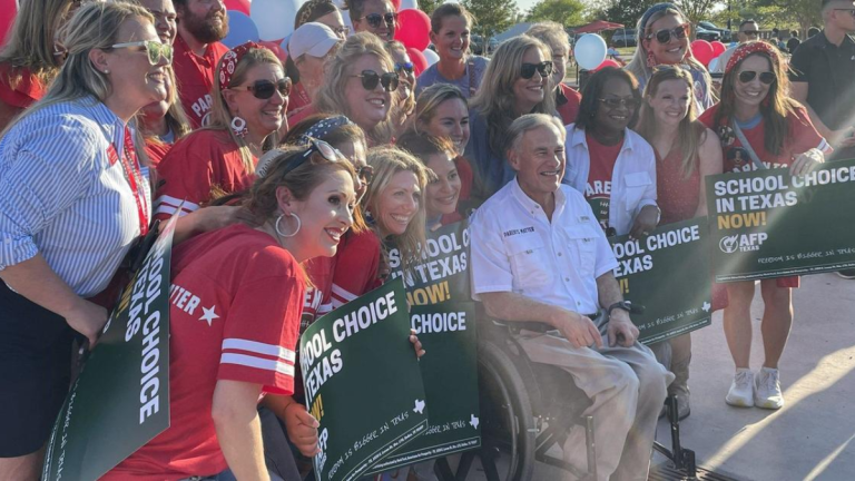 Governor Abbott rallies support for school choice in Dallas.