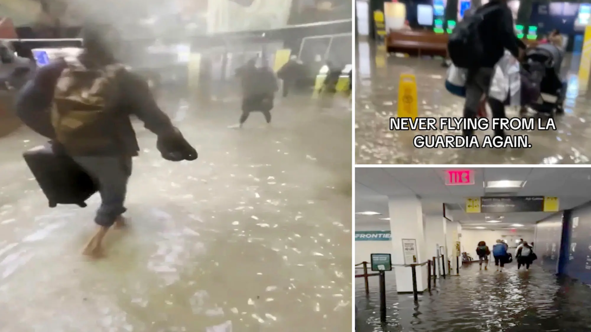 Viral videos show passengers struggling to escape ankle-deep water