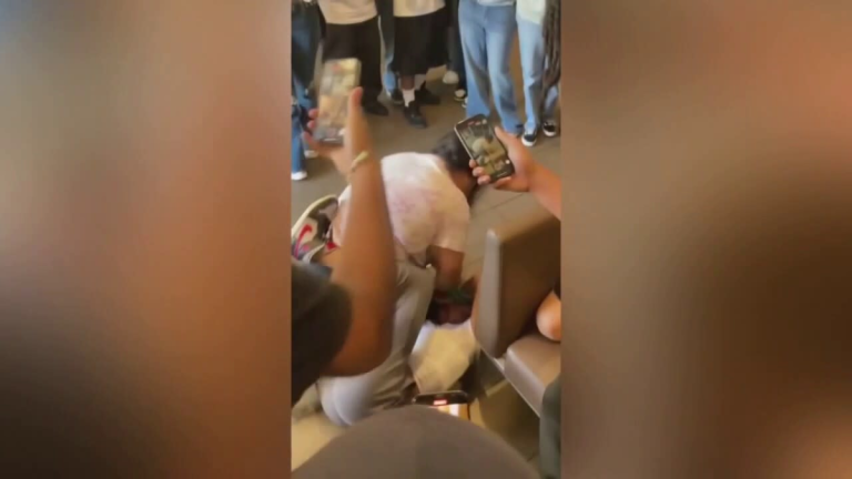 A 13-year-old girl is assaulted at a McDonald’s in Southern California while onlookers take out their phones and record.