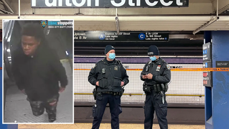 68th Street station police seek suspect who pushed grandfather onto subway tracks.