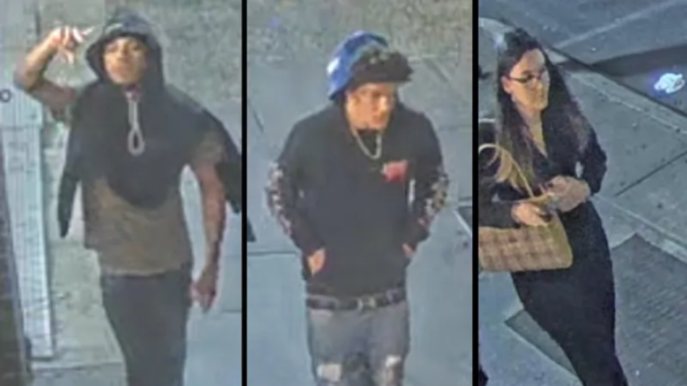 Three men robbed a 45-year-old man at gunpoint near Times Square and fled in a Jeep.