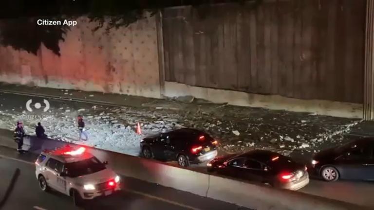 Portion of the wall along Brooklyn’s Prospect Expressway collapses