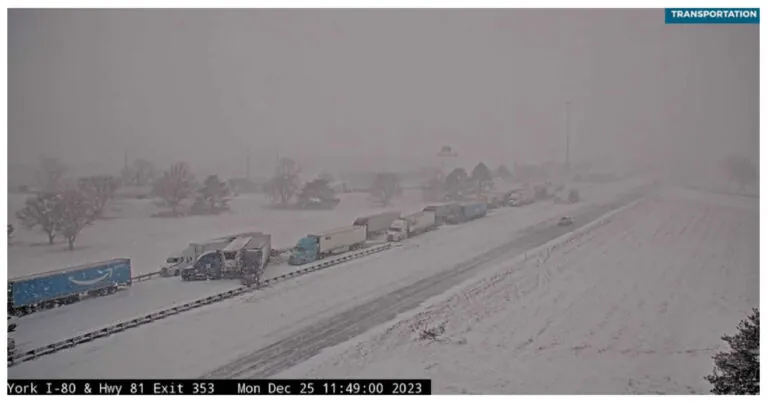 Eastbound I-80 is closed on Christmas Day due to a traffic jam