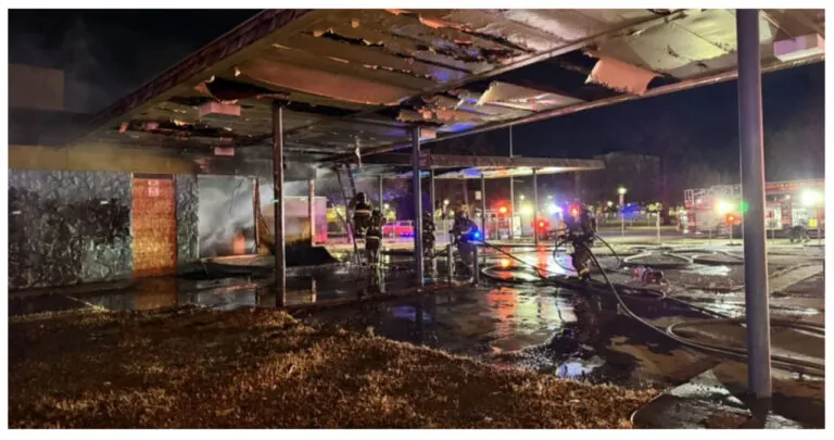 In Colorado Springs, an abandoned gas station caught fire