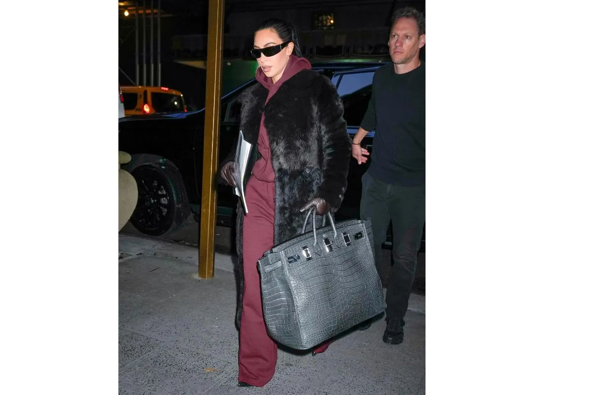 Kim Kardashian Turns Heads In NYC In Long Fur Coat While Showing Off $110K Giant Birkin Bag